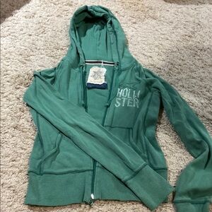 Hollister Green Hooded Zip-Up Jacket